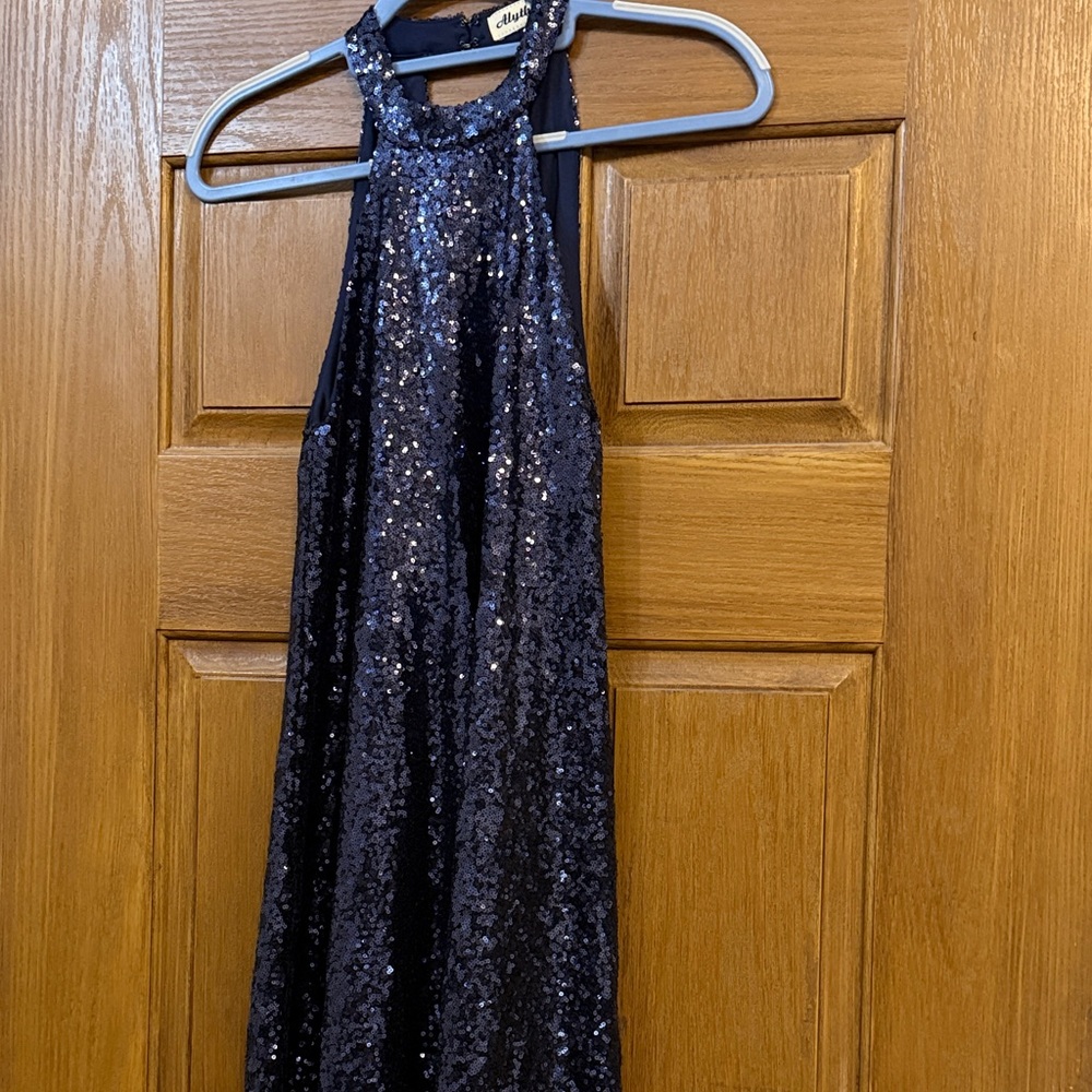 Alythea Navy Sequin Halter Top